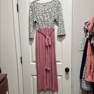 Leopard Print and Pink Maxi Dress Large‎